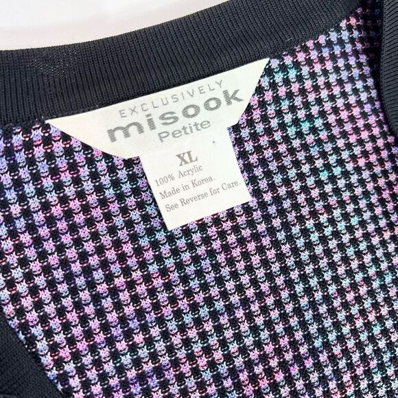 Misook Cardigan Jacket Womens XL Multicolor Open Front Woven Acrylic Fringe Trim - Picture 4 of 8